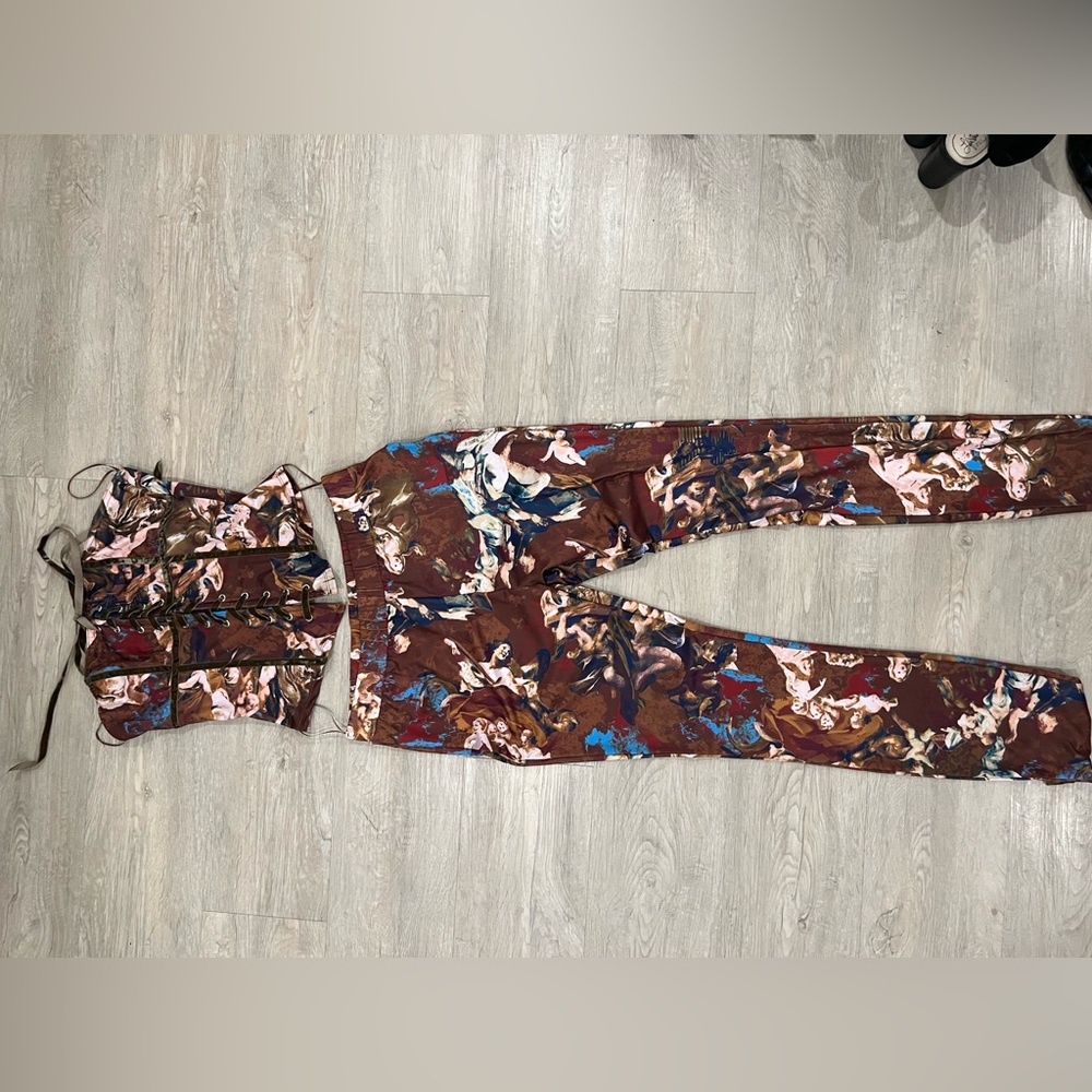Renaissance lace up corset and leggings matching set